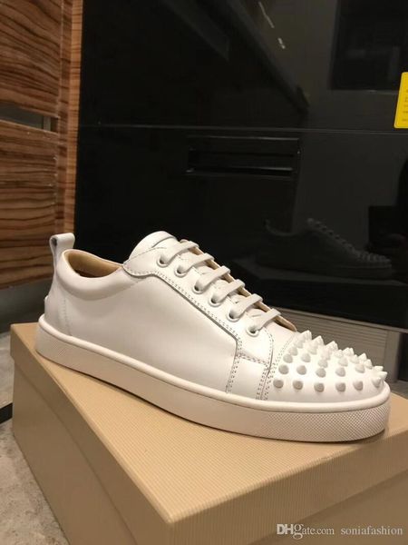 new fashion sell style men shoes designer genuine leather with rivet red sole men casual shoes sneaker, Black
new fashion sell style men shoes designer genuine leather with rivet red sole men casual shoes sneaker, Black