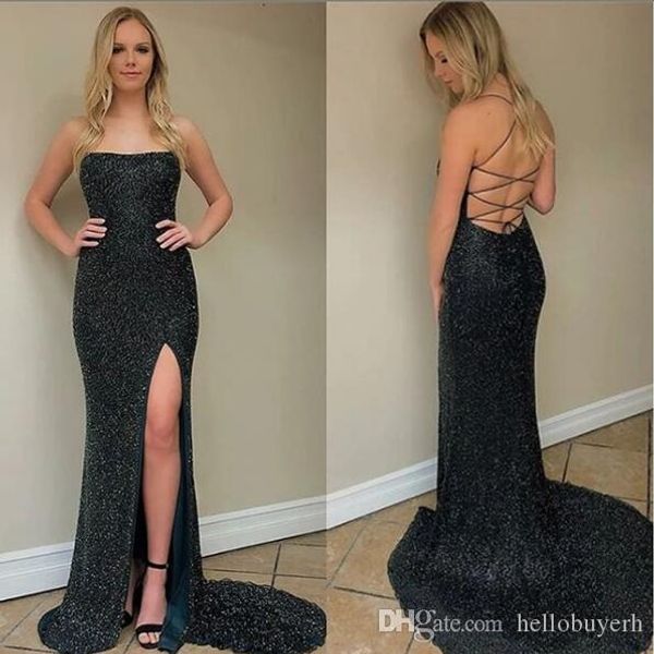 2019 black sequin sheath long prom dresses side cuts african nigerian lace elegant evening gown party dresses
2019 black sequin sheath long prom dresses side cuts african nigerian lace elegant evening gown party dresses