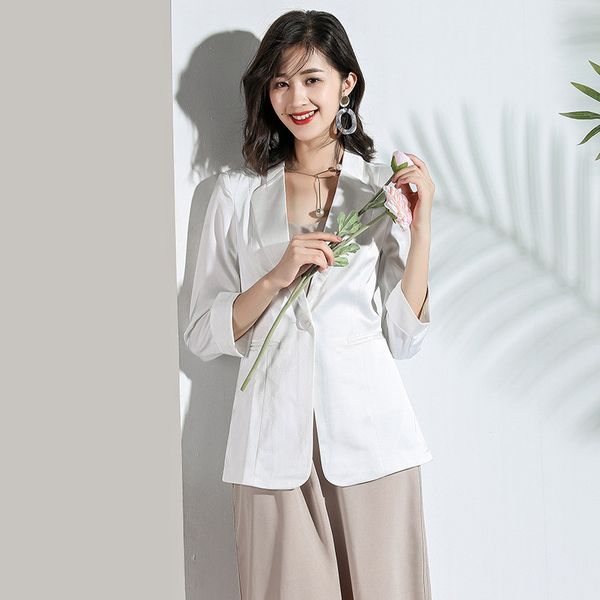 women's blazer stylish slim temperament women's suit blazer acetate satin cropped sleeve casual recommend, White;black
women's blazer stylish slim temperament women's suit blazer acetate satin cropped sleeve casual recommend, White;black