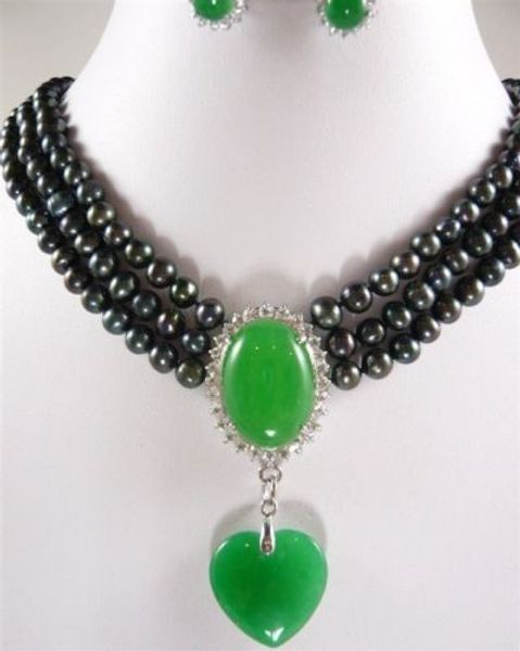 very good 3 row 6-7mm white/pink/black pearl & green jade pendant necklace earring 18k yellow gold plated wholesale quartz stone, Slivery;golden
very good 3 row 6-7mm white/pink/black pearl & green jade pendant necklace earring 18k yellow gold plated wholesale quartz stone, Slivery;golden