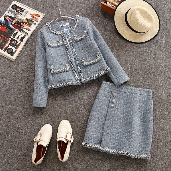 two piece dress 2021 autumn and winter round neck fashion pearl decoration jacket + skirt two-piece suit female 0504, White
two piece dress 2021 autumn and winter round neck fashion pearl decoration jacket + skirt two-piece suit female 0504, White