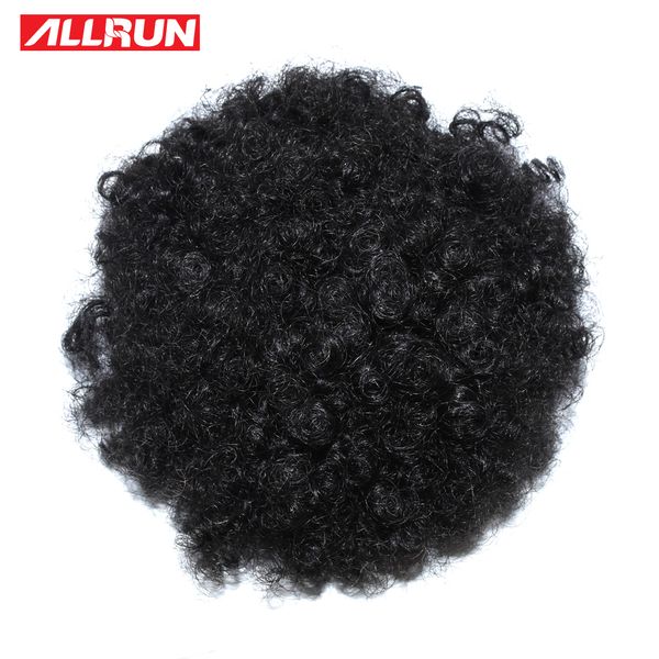 

curly chignon afro kinky curly ponytail for women drawstring ponytail with clips allrun peruvian non remy human hair natural, Black;brown