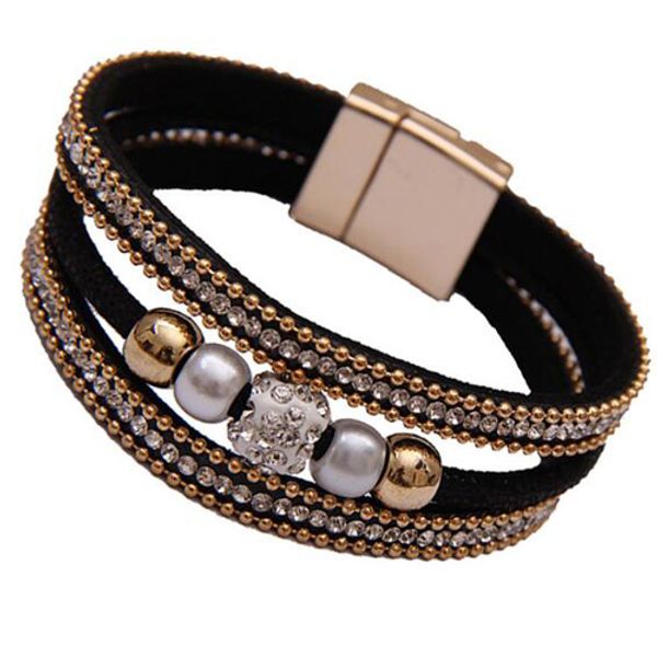 multilayer bangle bracelet crystal beaded leather magnetic wristband fashion for women friend gift wholesale, Golden;silver
multilayer bangle bracelet crystal beaded leather magnetic wristband fashion for women friend gift wholesale, Golden;silver