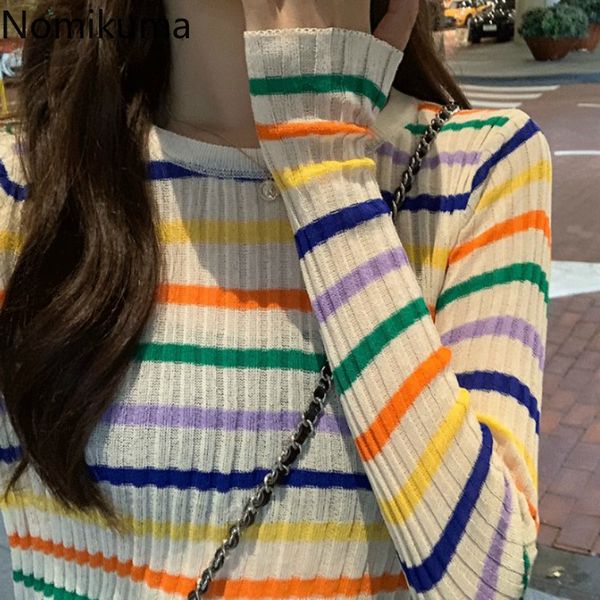 nomikuma rainbow color thin sweater women o neck long sleeve pullover casual fashion slim jumpers summer new ropa mujer 3b826, White;black
nomikuma rainbow color thin sweater women o neck long sleeve pullover casual fashion slim jumpers summer new ropa mujer 3b826, White;black