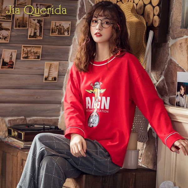 christmas style pajamas set for ladies woman cotton pijamas giraffe print round neck long sleeves pants sleepwear home clothes, Black;red
christmas style pajamas set for ladies woman cotton pijamas giraffe print round neck long sleeves pants sleepwear home clothes, Black;red