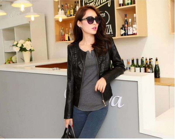 women's leather & faux juantalk spring autumn short design slim collarless pu jacket women motorcycle coat female outerwear, Black
women's leather & faux juantalk spring autumn short design slim collarless pu jacket women motorcycle coat female outerwear, Black