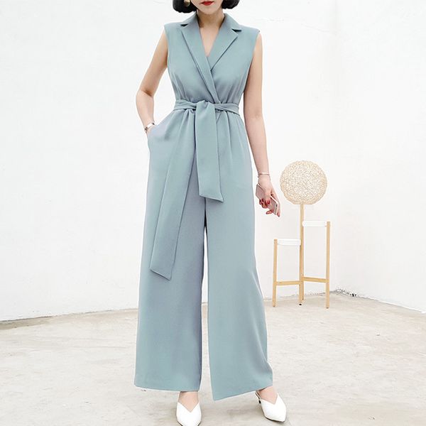 summer sleeveless notched office women cloth loose long work casual jumpsuit, Black;white
summer sleeveless notched office women cloth loose long work casual jumpsuit, Black;white