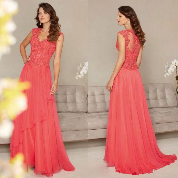 Coral V Neck Mother Of The Bride Dresses Sequins Lace Applique chiffon Full Length A Line Wedding Guest Dress
Coral V Neck Mother Of The Bride Dresses Sequins Lace Applique chiffon Full Length A Line Wedding Guest Dress