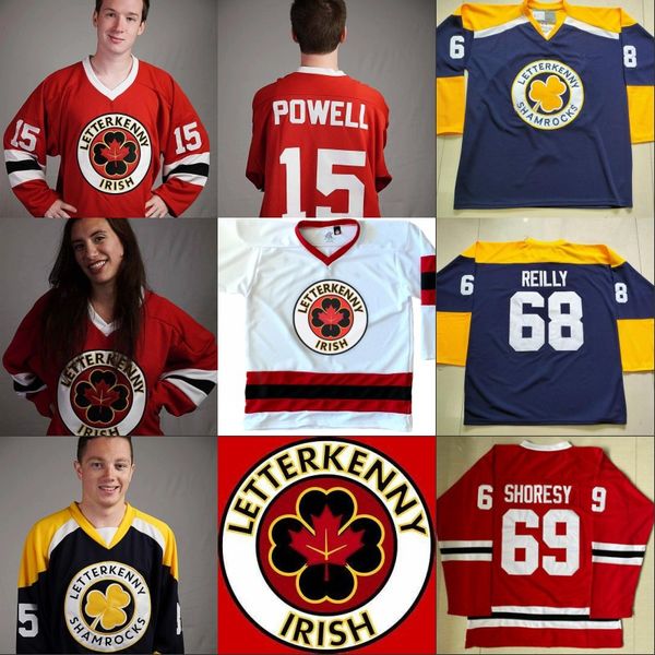 irish tv series letterkenny jersey 15 powell 69 shoresy 68 shamrocks 85 nappy boy 100% stitched ice hockey jerseys, Black;red 
irish tv series letterkenny jersey 15 powell 69 shoresy 68 shamrocks 85 nappy boy 100% stitched ice hockey jerseys, Black;red