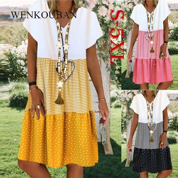 women summer dress loose stripe dot v-neck short sleeves casual boho dress bohemian sundress vestidos party dresses 2020, Black;gray
women summer dress loose stripe dot v-neck short sleeves casual boho dress bohemian sundress vestidos party dresses 2020, Black;gray