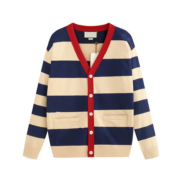 19fw luxury european sweater striped cardigan sweater fashion comfortable cotton v-neck women men's designer sweaters, White;black
19fw luxury european sweater striped cardigan sweater fashion comfortable cotton v-neck women men's designer sweaters, White;black