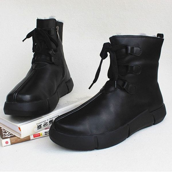 women's boots winter snowshoes 100% genuine leather fleece woman ankle boots lace up platform non-slip female footwear, Black
women's boots winter snowshoes 100% genuine leather fleece woman ankle boots lace up platform non-slip female footwear, Black