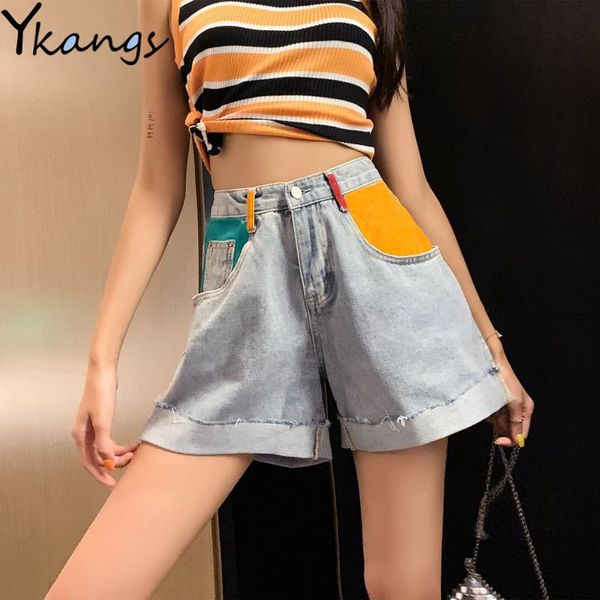 women's shorts vintage woman jeans short wide-leg high waist denim korean style spliced ripped cuffs streetwear loose slim female, White;black
women's shorts vintage woman jeans short wide-leg high waist denim korean style spliced ripped cuffs streetwear loose slim female, White;black