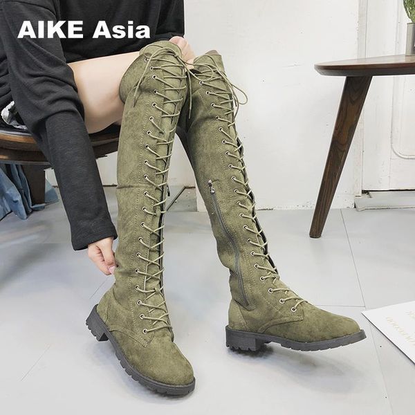 lace up over knee boots women boots flats shoes woman square heel rubber flock botas winter thigh high 34-43, Black
lace up over knee boots women boots flats shoes woman square heel rubber flock botas winter thigh high 34-43, Black