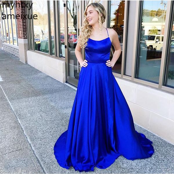 event long royal blue prom dress esxy spaghetti straps vestido de fiesta graduacion crisscross back sweep train satin gowns 2019, White;black
event long royal blue prom dress esxy spaghetti straps vestido de fiesta graduacion crisscross back sweep train satin gowns 2019, White;black