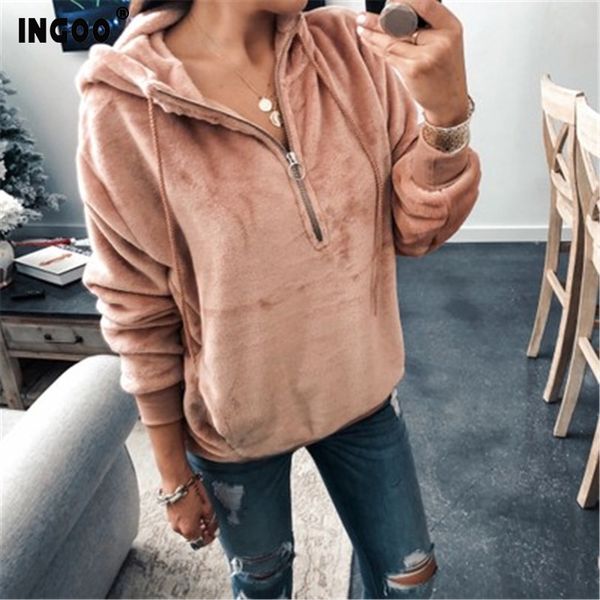 ingoo autumn women plush pullover hoodies fashion casual zipper solid color fitness long sleeve hooded sweatshirts female, Black
ingoo autumn women plush pullover hoodies fashion casual zipper solid color fitness long sleeve hooded sweatshirts female, Black