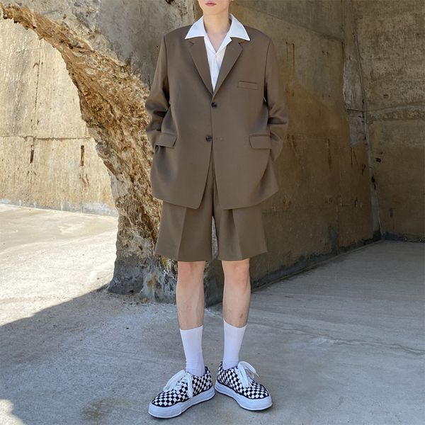 men 2 pieces suits sets jacket+shorts vintage fashion causal blazers jacket male japan korea streetwear loose suits, White;black
men 2 pieces suits sets jacket+shorts vintage fashion causal blazers jacket male japan korea streetwear loose suits, White;black