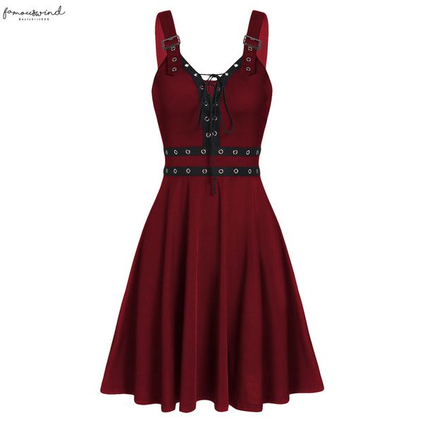 gothic womens dress summer sleeveless backless a line punk dress rock lace up fit flare dress long tunic female, Black;gray
gothic womens dress summer sleeveless backless a line punk dress rock lace up fit flare dress long tunic female, Black;gray