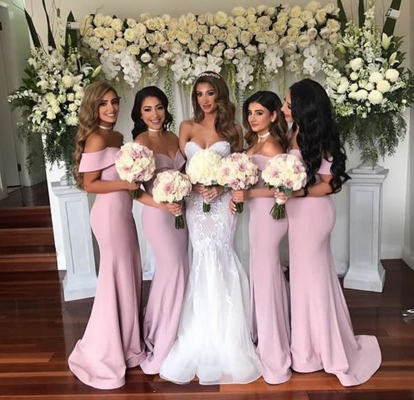 elegant long satin off shoulder mermaid pink bridesmaid dresses plus size floor length robes de soirée bridal party gowns for women, White;pink
elegant long satin off shoulder mermaid pink bridesmaid dresses plus size floor length robes de soirée bridal party gowns for women, White;pink