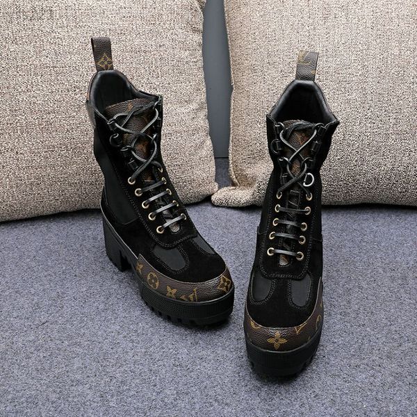 high-end color matching lace-up martin boots 2020 thick bottom waterproof hee classic women's boots high heel women's short boots, Black
high-end color matching lace-up martin boots 2020 thick bottom waterproof hee classic women's boots high heel women's short boots, Black