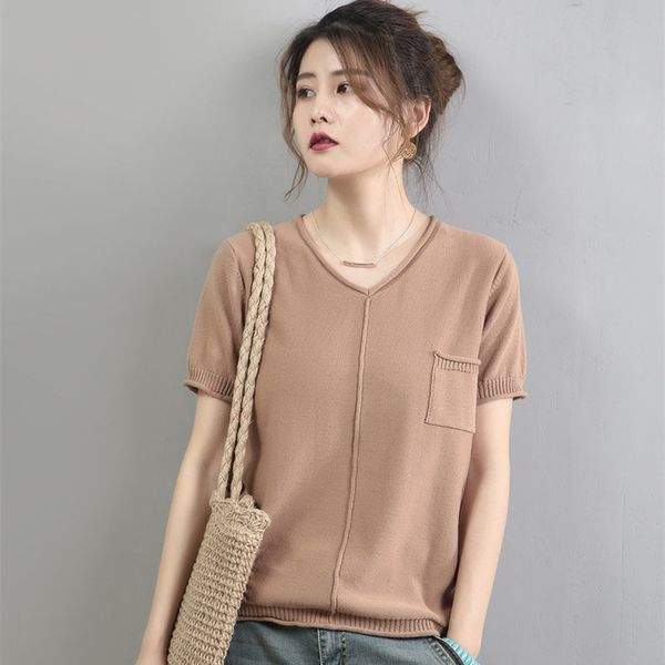smpevrg pure cotton knitted sweater female pullovers v-neck short sleeve thin loose pullover women sweater jumper knit soft, White;black
smpevrg pure cotton knitted sweater female pullovers v-neck short sleeve thin loose pullover women sweater jumper knit soft, White;black