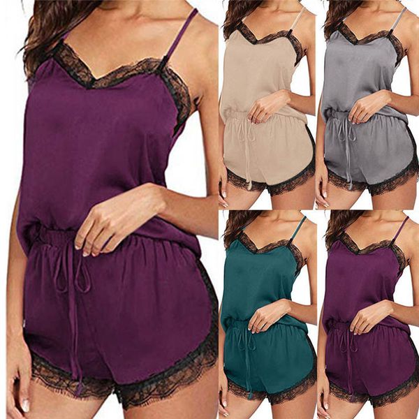 2019 women nightclothes sleeveless strap nightwear lace trim satin cami pajama sets women sleep wear pijamas 661sw10, Black;red
2019 women nightclothes sleeveless strap nightwear lace trim satin cami pajama sets women sleep wear pijamas 661sw10, Black;red