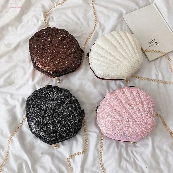 new 2020 women girl shell messenger bags lady sequins bling bling cross body bag shoulder bag purse