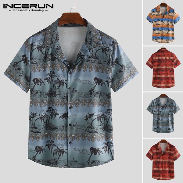 men hawaiian shirt breathable printed beach lapel streetwear stylish camisa button short sleeve tropical shirts men 2020 incerun, White;black
men hawaiian shirt breathable printed beach lapel streetwear stylish camisa button short sleeve tropical shirts men 2020 incerun, White;black