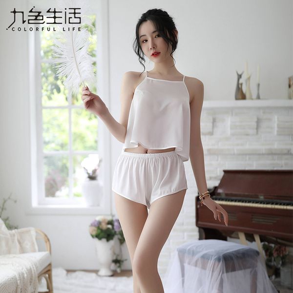 new 2pcs/set women pajamas set spaghetti strap backless ladies sleepwear silk like soft erotic lingerie ns0772, Red;black
new 2pcs/set women pajamas set spaghetti strap backless ladies sleepwear silk like soft erotic lingerie ns0772, Red;black