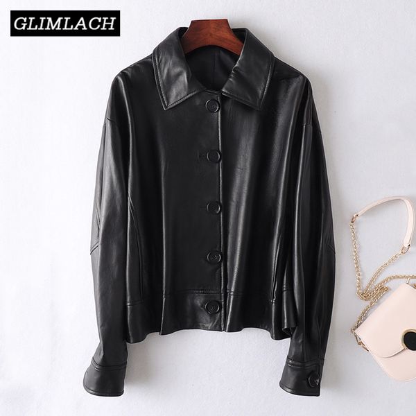 real leather jacket women oversize loose genuine leather sheepskin coat short casual female office lady single breasted outwear, Black
real leather jacket women oversize loose genuine leather sheepskin coat short casual female office lady single breasted outwear, Black