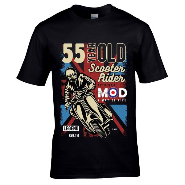 55 year old scooter rider mod slogan retro scooterist motif for 55th birthday anniversary gift mens black t-shirt top, White;black
55 year old scooter rider mod slogan retro scooterist motif for 55th birthday anniversary gift mens black t-shirt top, White;black