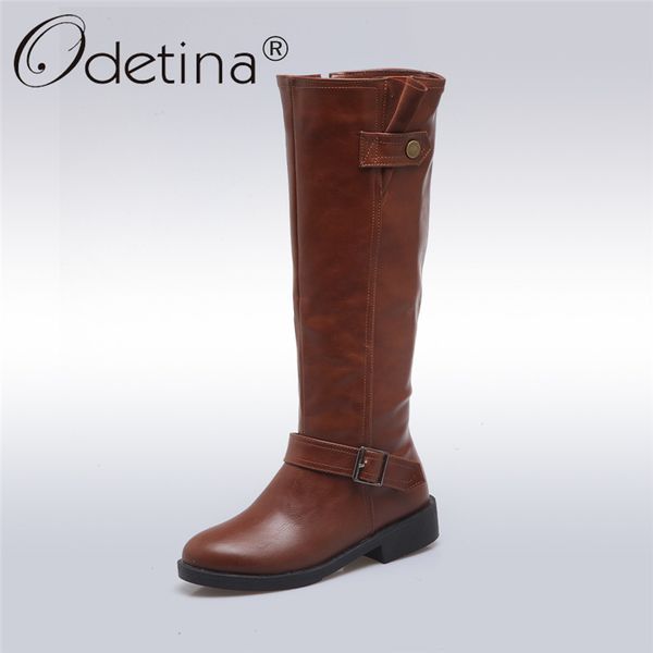 odetina 2018 new women chunky low heel riding boots wide calf side zipper and buckle knee high boots winter shoes plus size 43, Black
odetina 2018 new women chunky low heel riding boots wide calf side zipper and buckle knee high boots winter shoes plus size 43, Black