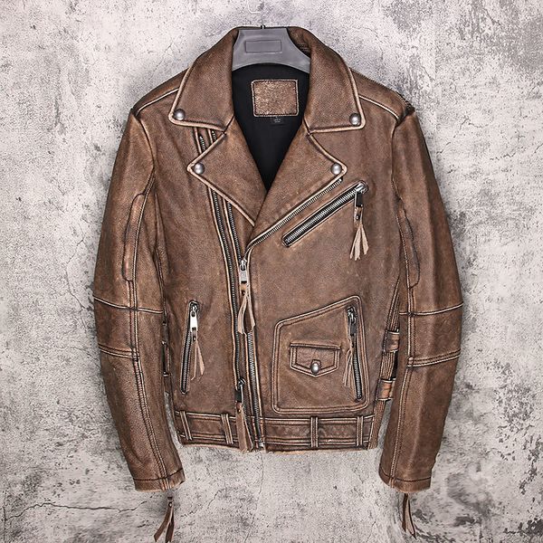 2020 vintage brown men american style biker's leather jacket plus size xxxxxl genuine thick cowhide spring slim fit leather coat, Black
2020 vintage brown men american style biker's leather jacket plus size xxxxxl genuine thick cowhide spring slim fit leather coat, Black