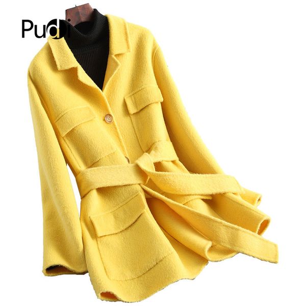 pudi a20213 2019 women new fashion wool jacket lady long style belt leisure fall/winter wool coat, Black
pudi a20213 2019 women new fashion wool jacket lady long style belt leisure fall/winter wool coat, Black