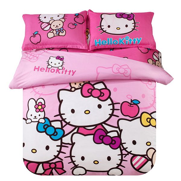 cartoon cat beddingset 3/4pc duvet cover sheet