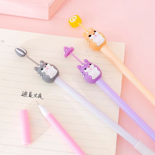 10x Cute Rubber Hamster Gel Pen Writing Tool Rollerball Pen School Office Supply Student Stationery 0.38mm Black Ink