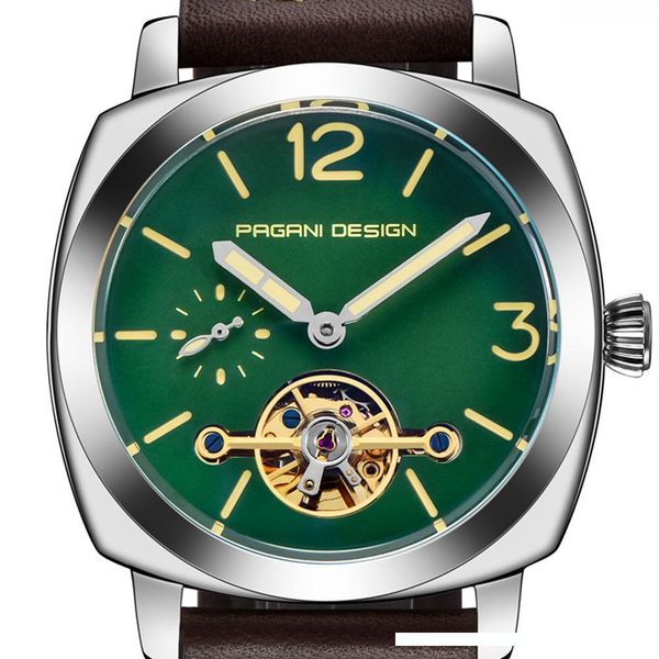 45 mm pagani design green dial luminous brown leather strap men's watch fashion brand casual automatic men's mechanical watch, Slivery;brown
45 mm pagani design green dial luminous brown leather strap men's watch fashion brand casual automatic men's mechanical watch, Slivery;brown