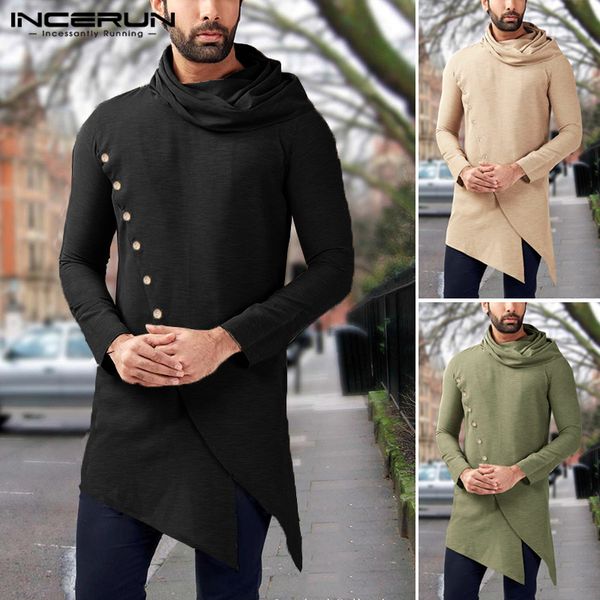 incerun vintage men's shirts long sleeve 2019 solid turtleneck irregular long men muslim clothes dress shirts s-5xl, White;black
incerun vintage men's shirts long sleeve 2019 solid turtleneck irregular long men muslim clothes dress shirts s-5xl, White;black