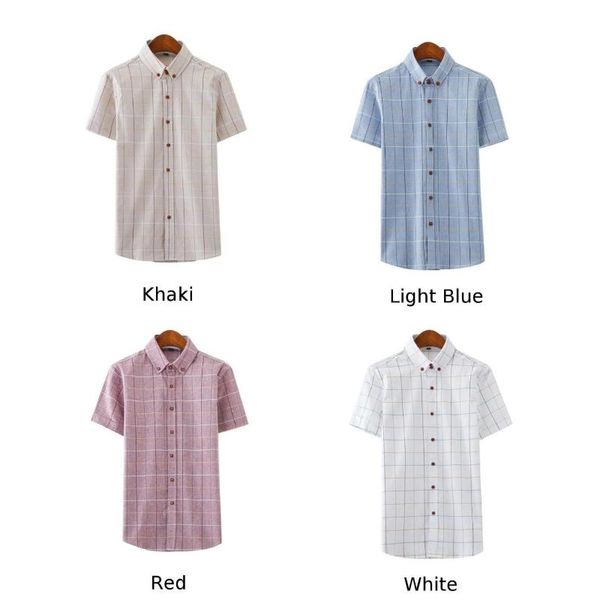 men's casual summer 2020 new men slim lapel shirt male buttons short sleeve plaid single-breasted plus size, White;black
men's casual summer 2020 new men slim lapel shirt male buttons short sleeve plaid single-breasted plus size, White;black