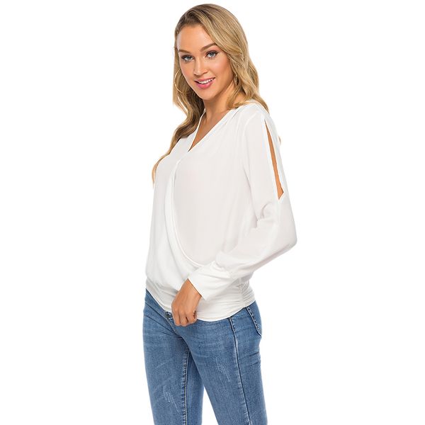 spring autumn women v-neck shoulder pleated long-sleeved women clothing ladies casual loose shirts, White
spring autumn women v-neck shoulder pleated long-sleeved women clothing ladies casual loose shirts, White