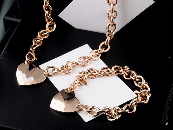 thick chain rose gold heart plate pendant necklaces and bracelet women charming suit, Silver
thick chain rose gold heart plate pendant necklaces and bracelet women charming suit, Silver