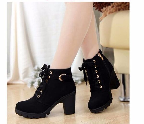 2018 new autumn winter women boots solid lace-up european ladies shoes pu fashion high heels boots 35-41, Black
2018 new autumn winter women boots solid lace-up european ladies shoes pu fashion high heels boots 35-41, Black