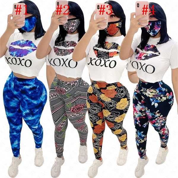 women summer tracksuit lips flower print 3 piece clothes set t shirt + leggings pants +mask brand outfit face mask sportswear sale d61908, White
women summer tracksuit lips flower print 3 piece clothes set t shirt + leggings pants +mask brand outfit face mask sportswear sale d61908, White