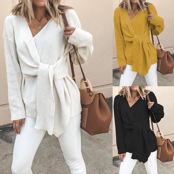 bnwige autumn and winter low collar knit large size sweater women long sleeve v neck criss cross bow wrap sweaters, White;black
bnwige autumn and winter low collar knit large size sweater women long sleeve v neck criss cross bow wrap sweaters, White;black