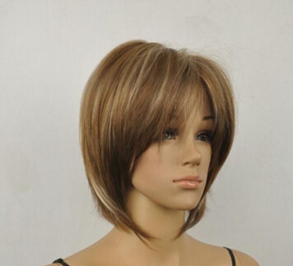 popular hair new fashion short straight brown hair wig, Black;brown 
popular hair new fashion short straight brown hair wig, Black;brown