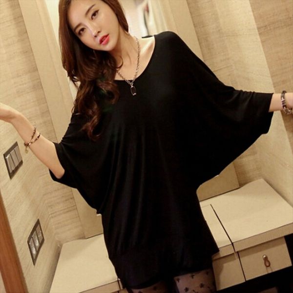 summer fat mm large size women's loose t- slim t- shirt bat shirt sleeve top, White
summer fat mm large size women's loose t- slim t- shirt bat shirt sleeve top, White