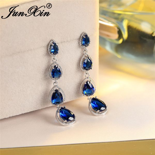 female crystal water drop stone dangle earrings 925 silver wedding royal blue green purple zircon long drop earrings for women
female crystal water drop stone dangle earrings 925 silver wedding royal blue green purple zircon long drop earrings for women
