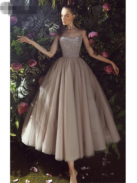champagne spaghetti straps a-line prom dresses 2020 sequin beading bodice tulle tea length vestidos de graduacion evening party dress, Black
champagne spaghetti straps a-line prom dresses 2020 sequin beading bodice tulle tea length vestidos de graduacion evening party dress, Black
