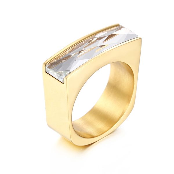 trendy 316l stainless steel ring glass gold love wedding gift lady party finger 8mm accesorios women rings, Golden;silver 
trendy 316l stainless steel ring glass gold love wedding gift lady party finger 8mm accesorios women rings, Golden;silver