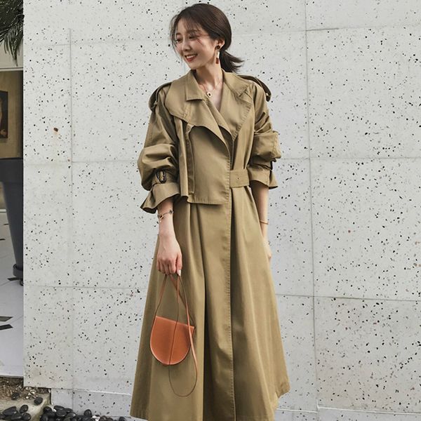 ladies fashion tooling trench coat women loose overcoat female sash khaki windbreaker outerwear women 2019 winter, Tan;black
ladies fashion tooling trench coat women loose overcoat female sash khaki windbreaker outerwear women 2019 winter, Tan;black